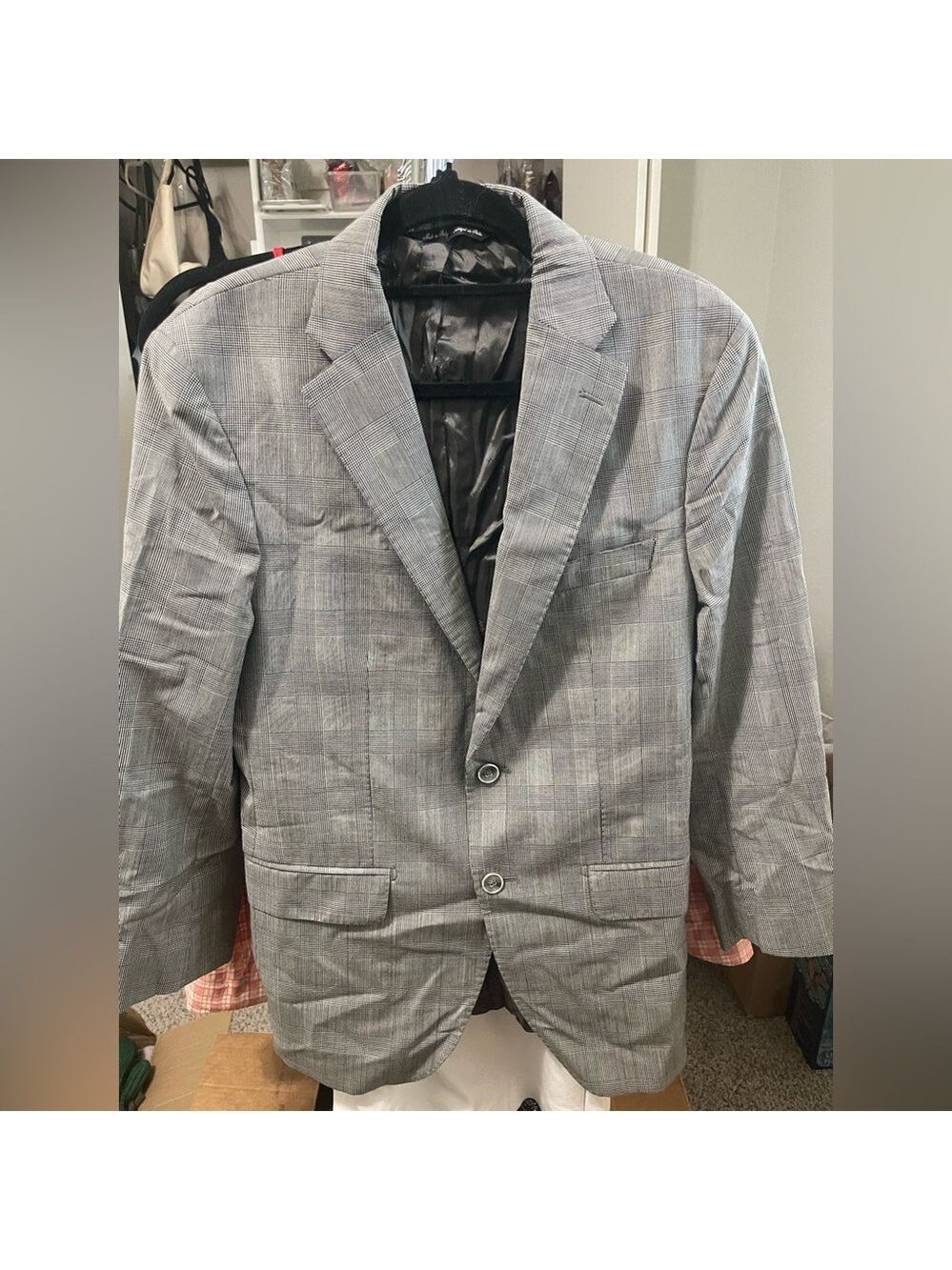 Saks Fifth Avenue Classic Gray Plaid Blazer